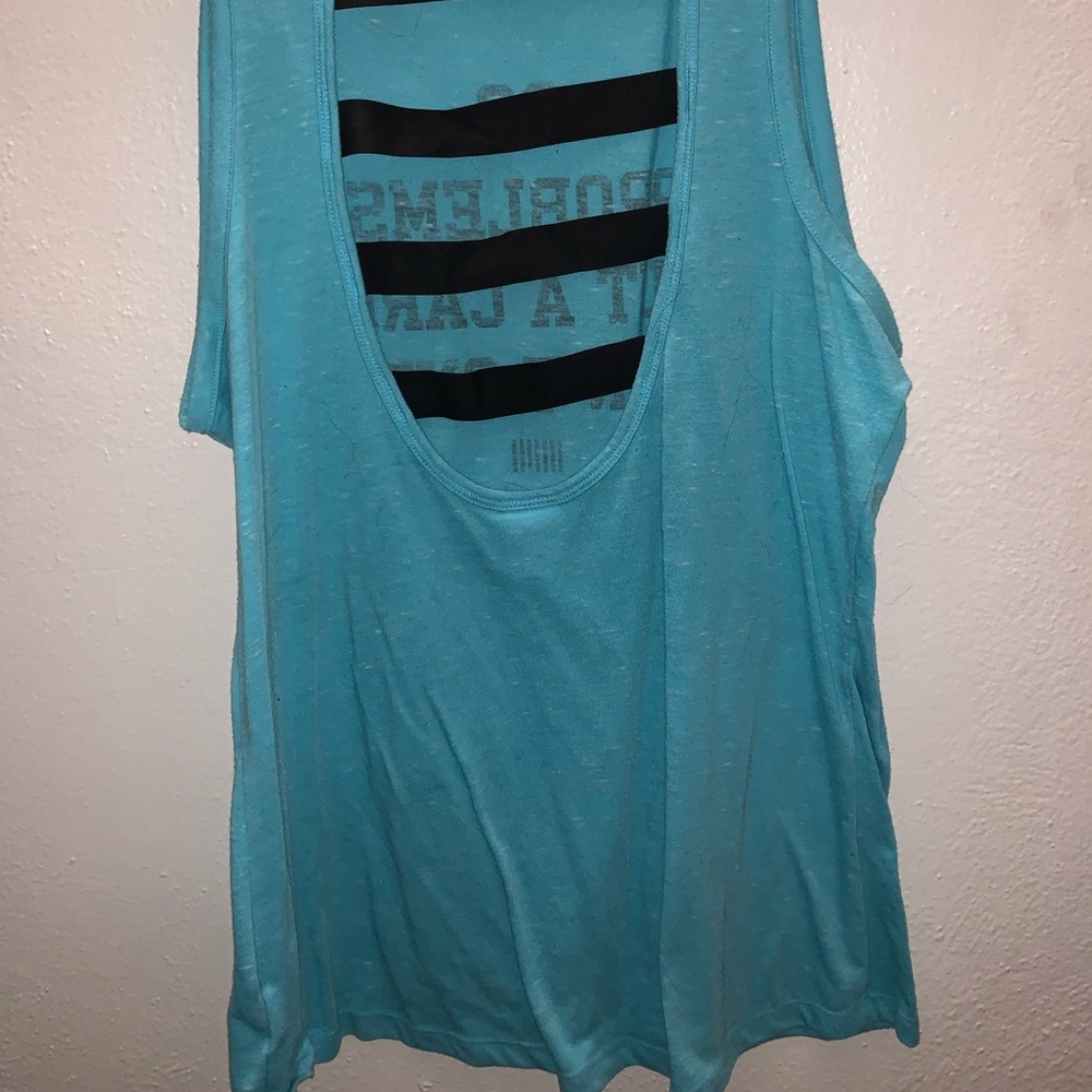 Blue workout tank top.